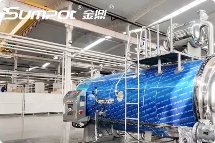 SUMPOT金鼎气汽混合式杀菌锅适用于大多数软硬包装（马口铁、铝罐、塑封袋等）。调味品、肉类、卤蛋类、果蔬、饮料等。
